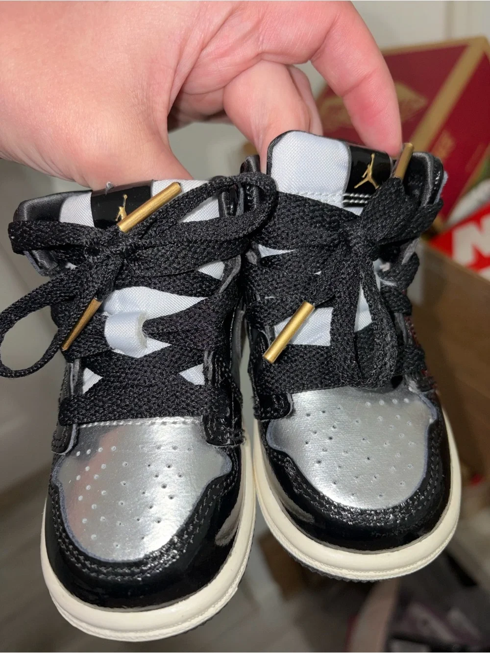 Jordan Kids' High-Top Sneakers in Black and Silver
